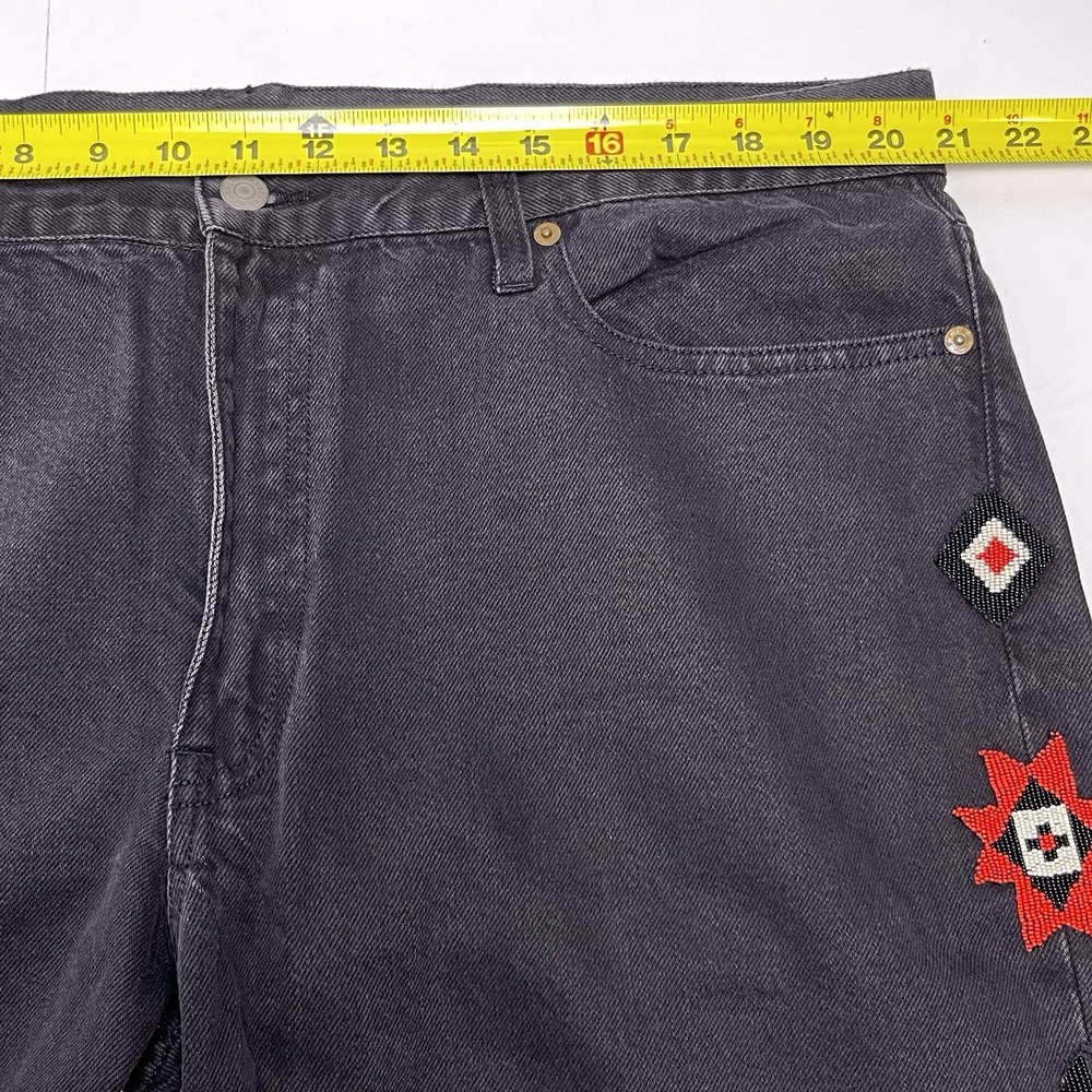Polo Ralph Lauren 34R Black Avery Beaded Boyfriend  Jeans Aztec Southwestern - Picture 13 of 16